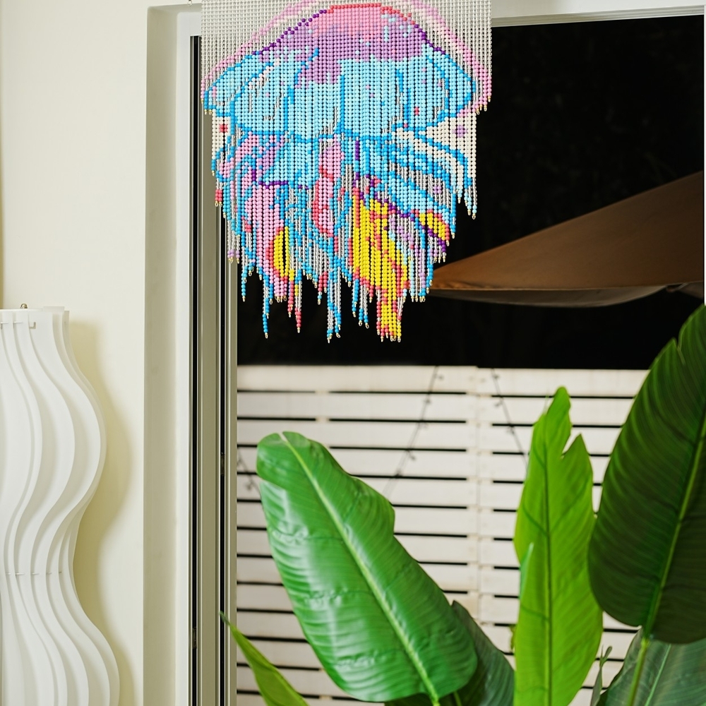 Colorful Jellyfish Beaded Wall Hanging